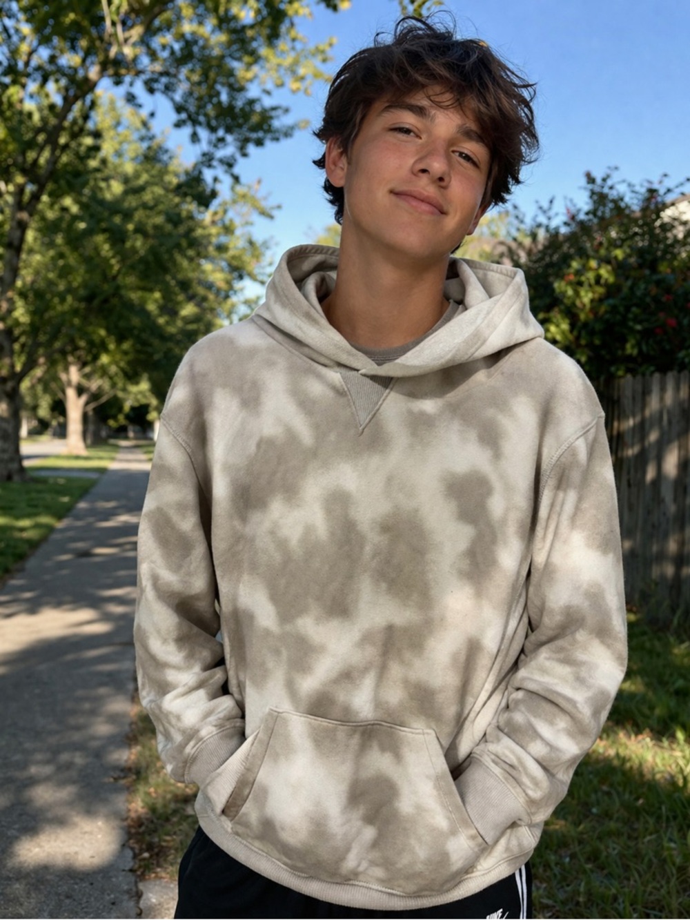 all in motion Beige & Cream Tie-Dye Hooded Sweatshirt